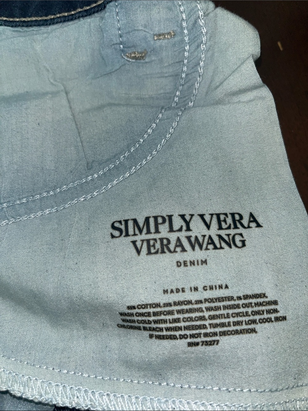Pre-Owned Women's Simply Vera Vera Wang Dark Blue Straight-Leg Jeans Size 14P - Picture 4 of 8